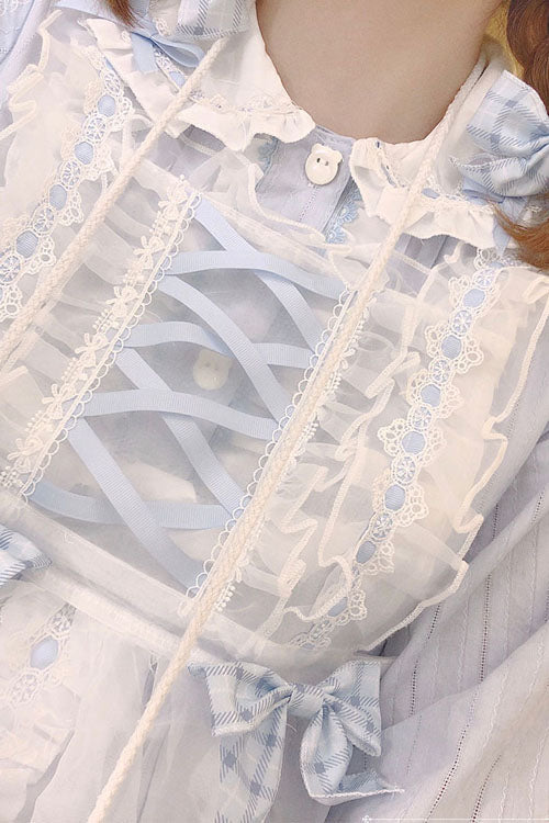 Lapel Collar Bowknot Long Sleeves Love Pockets Decoration Multi-Layer Ruffled Sweet Lolita OP Dress 2 Colors - Product - 3