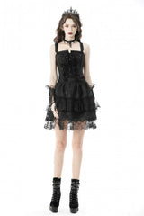 Black Floral Jacquard Lace-Up Women's Gothic Overbust Corset - Black - 1