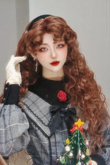 Orange-Brown Vintage Elegant Fluffy Wool Curl Lolita Wig - Orange-Brown - 1