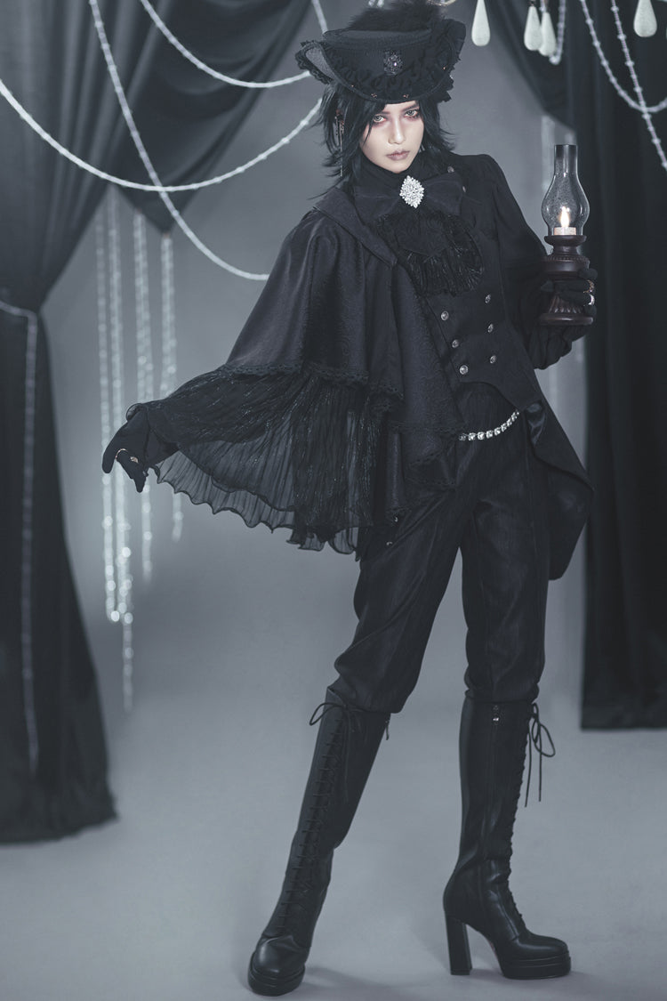Black Hidden Prejudice Never Fades Vintage Elegant Prince Handsome Ouji Lolita Coat - Product - 3
