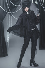 Black Hidden Prejudice Never Fades Vintage Elegant Prince Handsome Ouji Lolita Coat - Product - 3