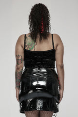 Black Velvet Personalized Pattern Printing Adjustable Shoulder Straps Sleeveless Women's Plus Size Gothic Sling - Product - 3