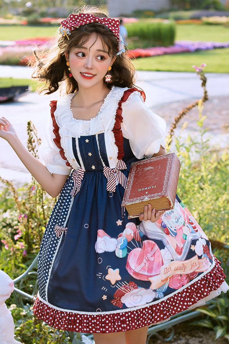 Candy Print Star Buttons Sweet Lolita JSK Dress - Product - 3