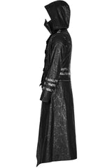 Black Stand Collar Metal Buckle Long Sleeves Mens Steampunk Coat - Product - 8