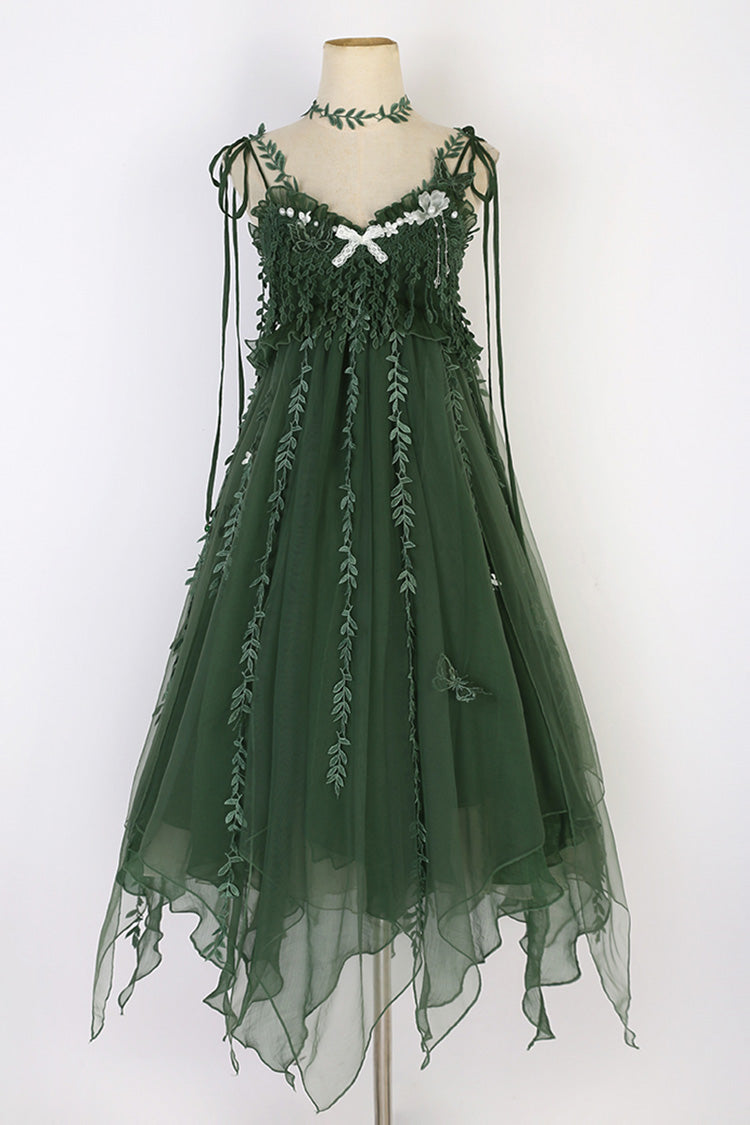 Green Forestry Asymmetric Hem Sweet Chinese Style Lolita Jsk Dress - Product - 3