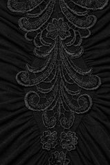 Black V Collar Long Sleeves Floral Embroidery Women's Gothic Dress - Product - 5
