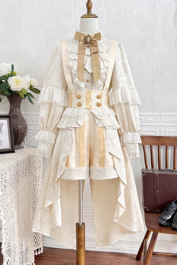 Golden Jacquard Print Ruffle Elegant Prince Handsome Ouji Lolita Shorts - Product - 3