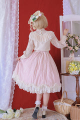 Pink Elegant Vintage Tulip Multi-Layer Ruffled Classic Lolita Skirt Dress - Product - 4