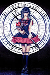 [Magical Girl] Doll Navy Collar Ruffle Bowknot Gothic Jirai Kei Japanese Dress 2 Colors - Product - 11