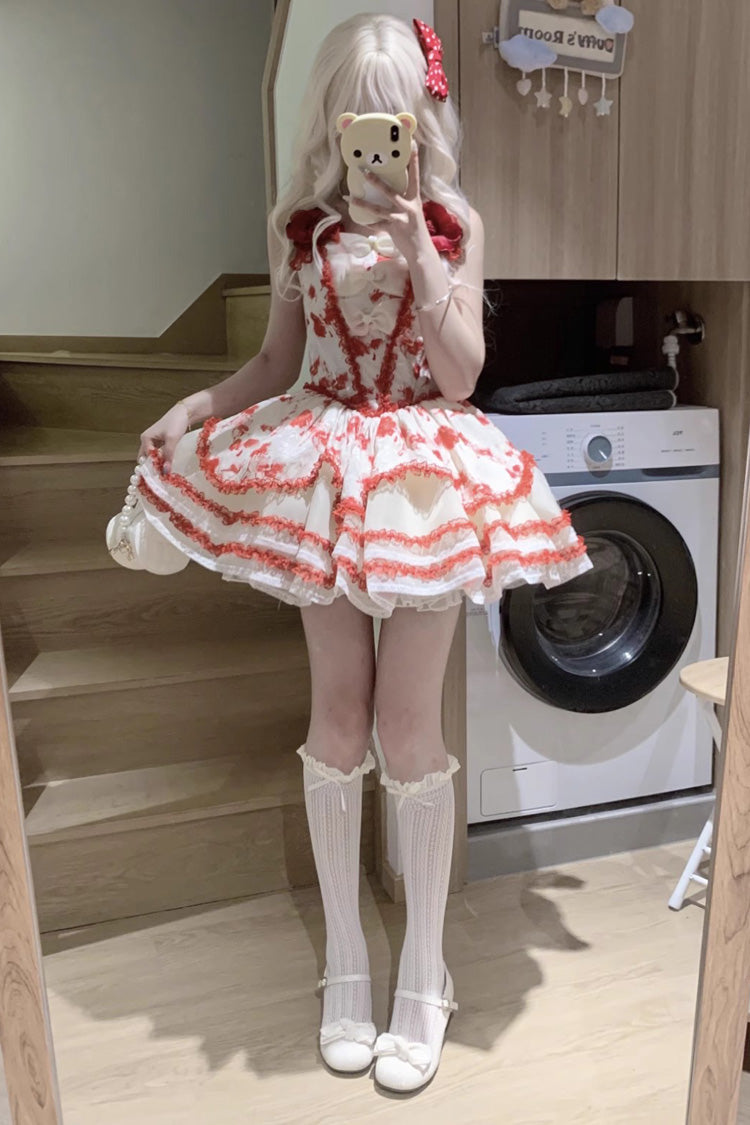 Jasmine Rain Print Stitching Lace Sweet Lolita Jsk Dress 6 Colors - Product - 17