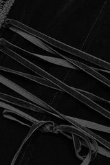 Black Long Sleeves Jacquard Lace-Up Slim Men's Gothic Long Coat - Product - 6