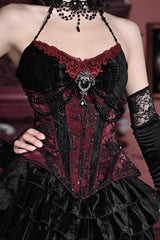 Black/Red Duchess Rococo Fishbone Girdle Multi-layer Ruffle Gothic Lolita Skirt - Product - 11