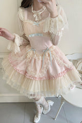 [Flower Season] Bowknot Lace Sweet Ballet Lolita Jsk Dress 4 Colors - Product - 14