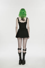 Black Lace-Up Slim Studded Zippered Eyelet Women's Punk Cool Corset - Product - 4