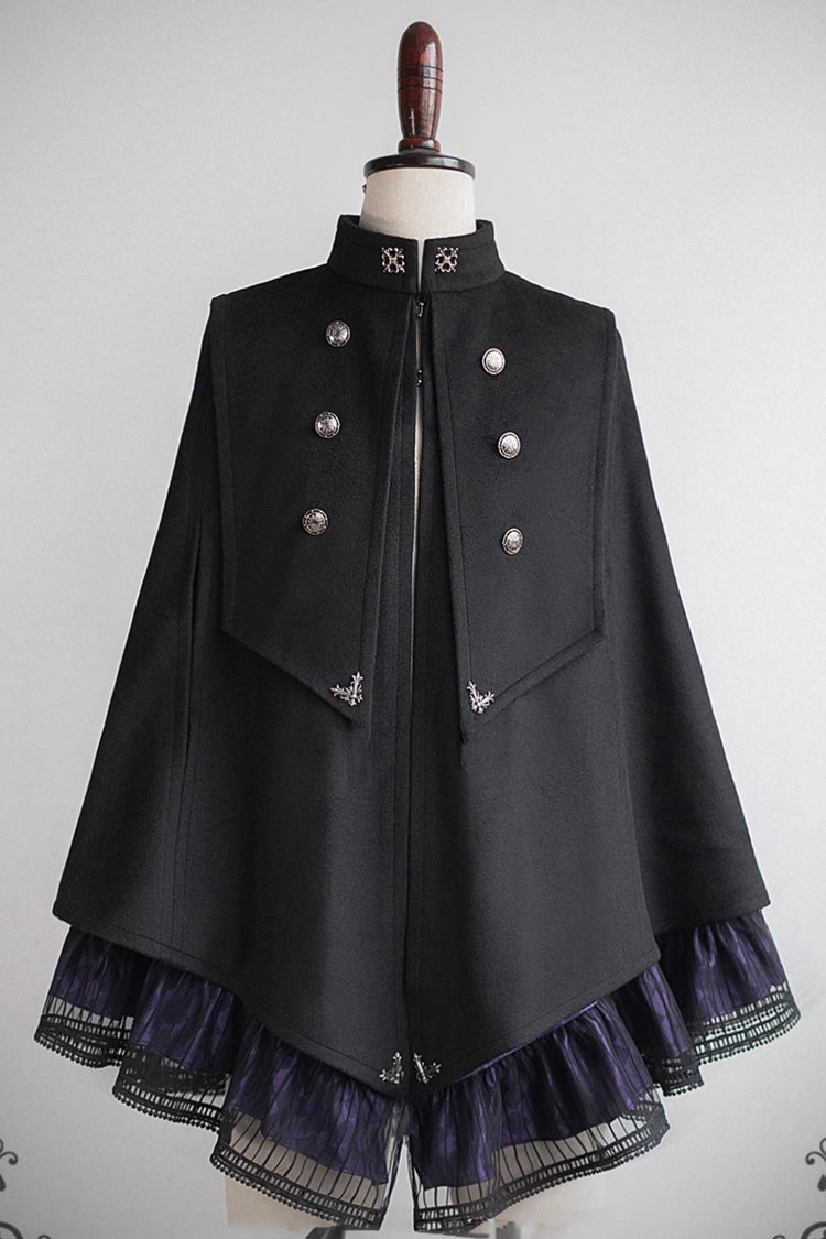 Double-breasted Gothic Prince Handsome Ouji Lolita Cloak Coat 3 Colors - Black/Purple - 3