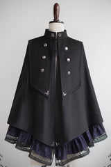 Double-breasted Gothic Prince Handsome Ouji Lolita Cloak Coat 3 Colors - Black/Purple - 3