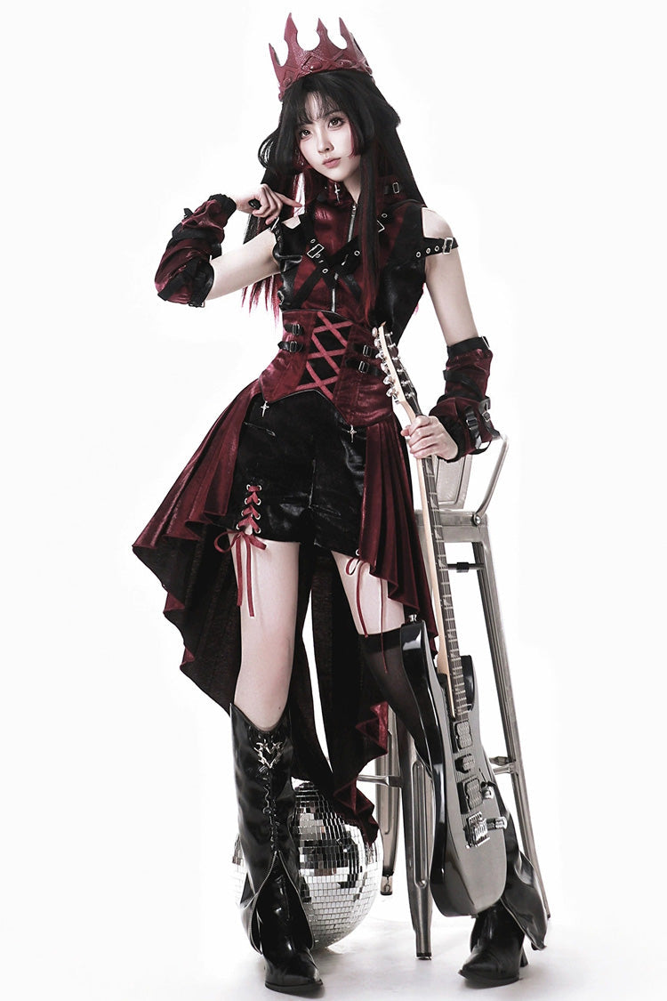 Black/Red [Chief Assassin] Lace-Up Gothic Ouji Lolita Set - Product - 11