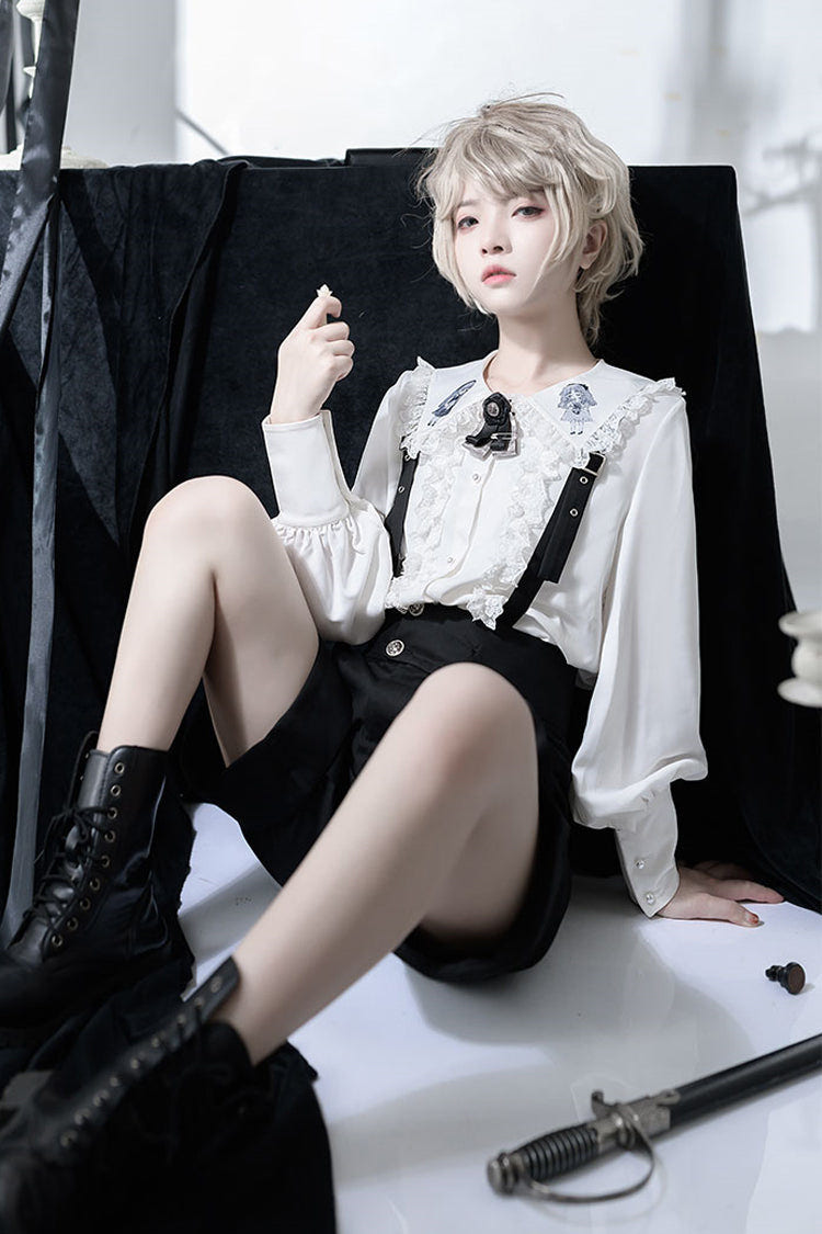 Black/White Gothic Erosion Heart Series Ouji Lolita Set - Product - 6