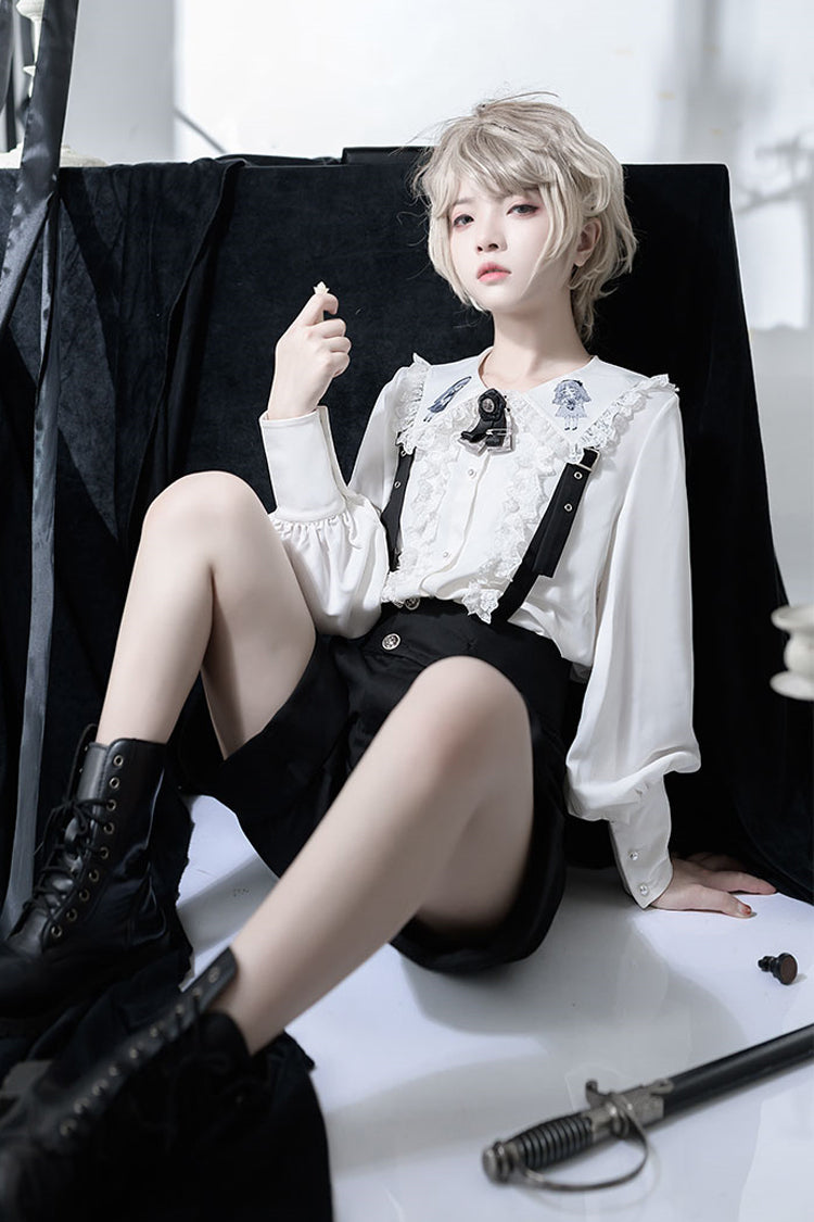 Black/White Gothic Erosion Heart Series Ouji Lolita Set - Product - 6