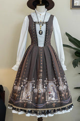 Demon Hunting Notes Print Ruffle Sweet Elegant Lolita Jumper Dress 2 Colors - Product - 3