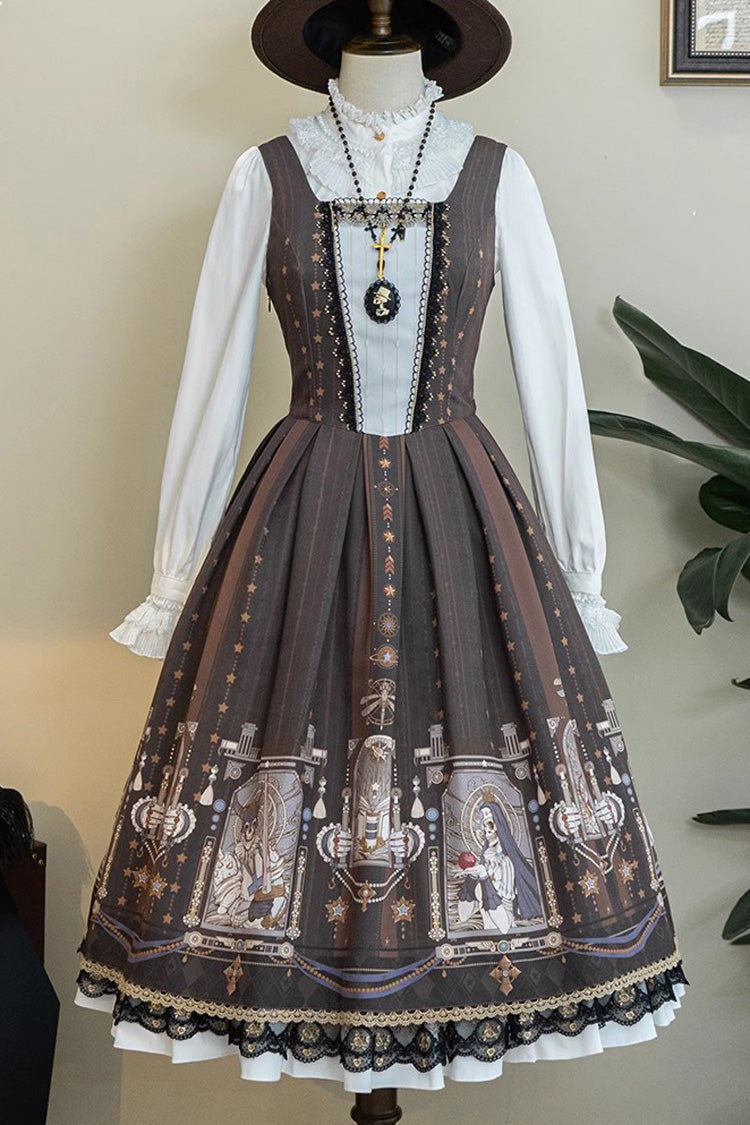 Demon Hunting Notes Print Ruffle Sweet Elegant Lolita Jumper Dress 2 Colors - Product - 3