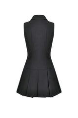 Black Point Collar Sleeveless Skull Zip Women's Punk Dress - Product - 11