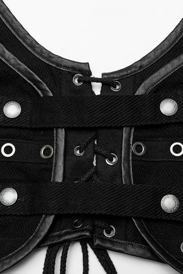 Black Adjustable Metal Snake Buckle Womens Steampunk Vest - Product - 6