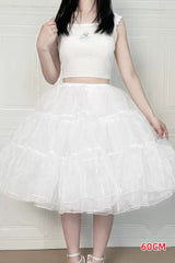White Violent Boneless Four-Layered Sweet Lolita Long Petticoat - White(Long) - 1