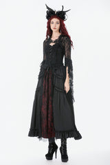 Black Women's Gothic Lace Flare Long Sleeve Crop Shrug - Product - 2