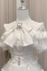 Sweet Ruffle Bowknot Lace Jirai Kei Japanese Blouse 2 Colors - White - 3