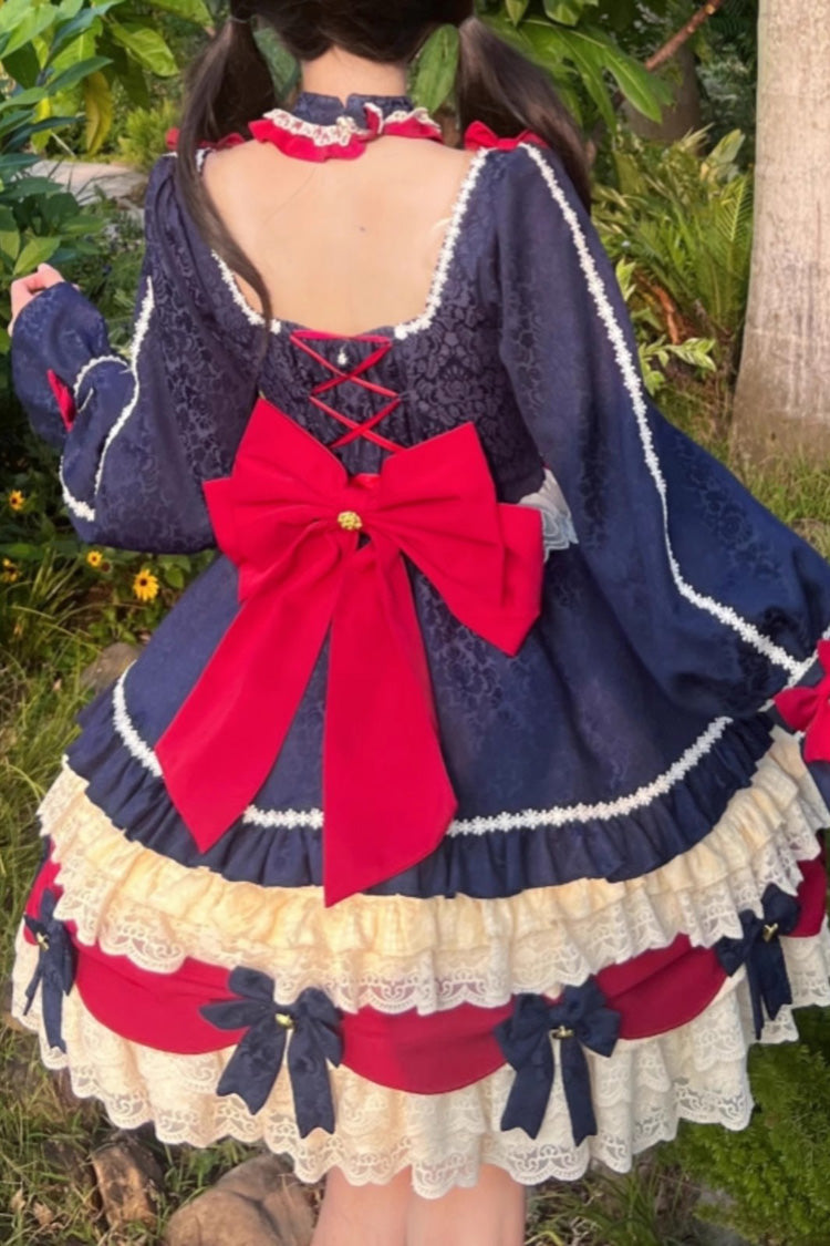 White/Blue Snow White Love Song Ruffle Cardigan Bowknot Short Sweet Lolita Dress - Product - 7