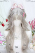 Beige secundaire Sweet Lolita lange krullende pruik vooraanzicht