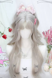 Beige secundaire Sweet Lolita lange krullende pruik vooraanzicht