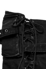 Black Ghost Claw Zipper Slim Irregular Women's Steampunk Leg Warmers - Product - 8