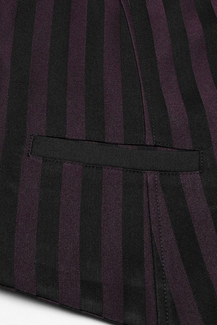 Black/Red V Collar Sleeveless Striped Print Buckle Men's Punk Vest - Product - 6