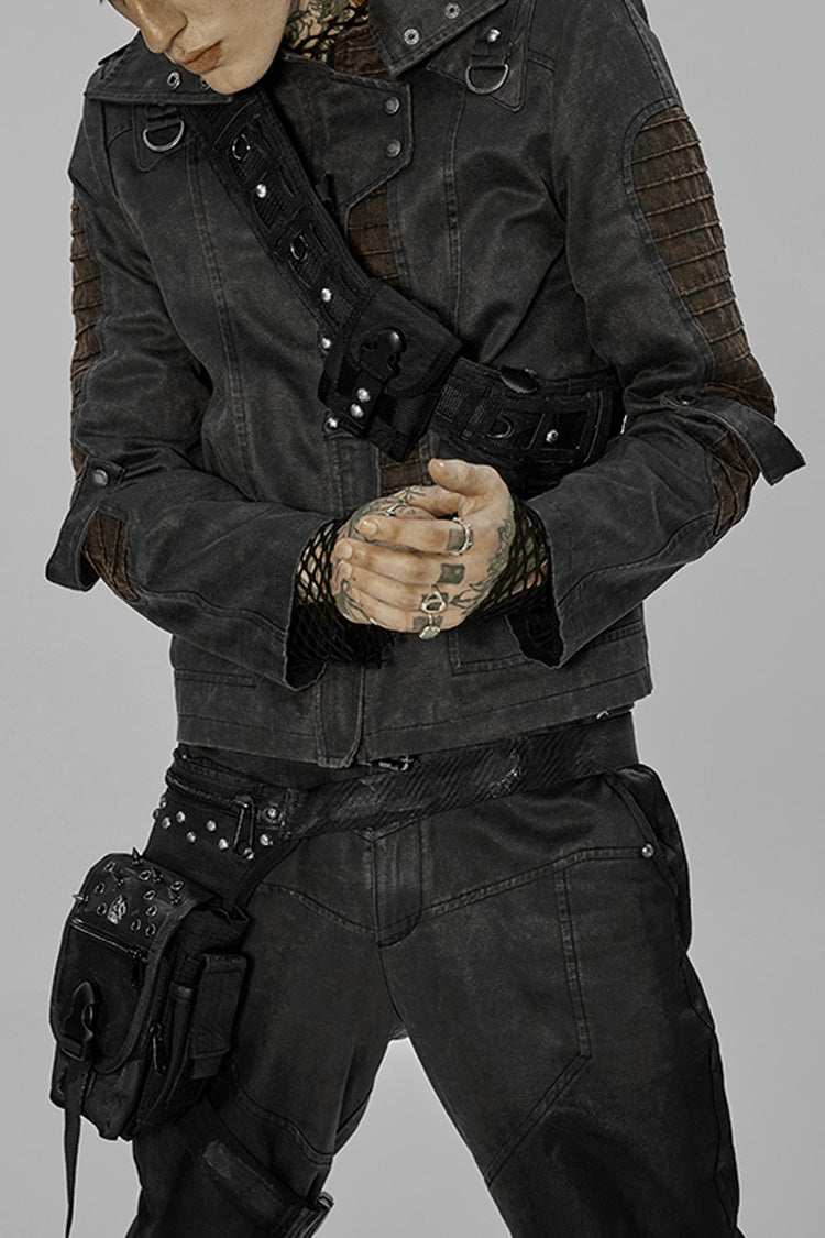 Black Doomsday Detachable Bag Men's Steampunk Buckles Belt - Black - 1