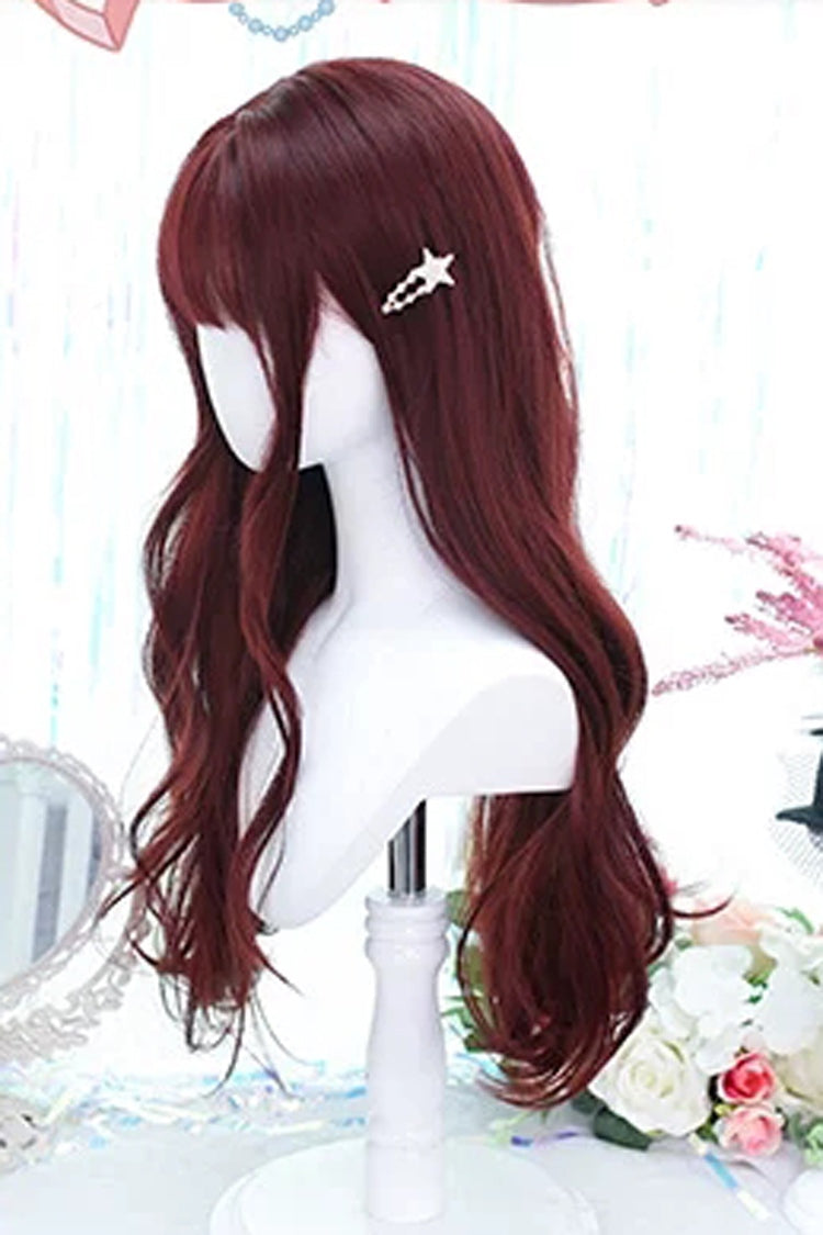 Mera Red Soft Air Bangs Long Curly Sweet Gothic Lolita Wig - Product - 3