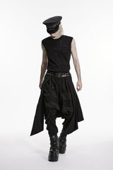Black Lace-Up Irregular Ripped Men's Punk Skirt - Product - 5