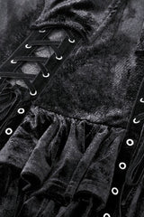 Black Long Sleeves Eyelets Side Slit Women's Gothic Maxi Dresses Wedding Dress - Product - 14