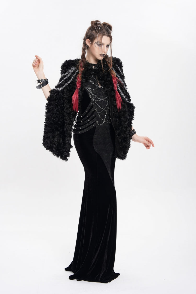 Black Halterneck Sleeveless Rivet Straps Chain Women's Punk Dress - Product - 8