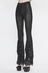 Black Lace Beaded Pleated Gothic Womens Pants - Product - 2