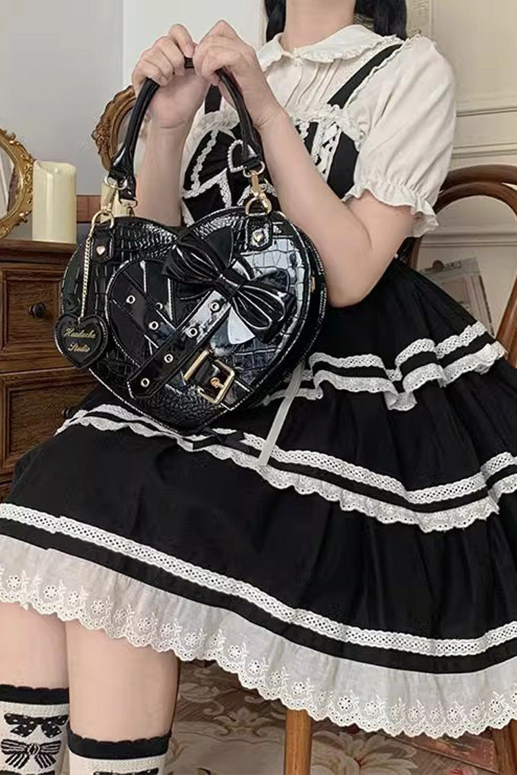 Witch Tea Break Heart Shaped Bowknot Buckle Gothic Lolita Bag 2 Colors - Product - 6
