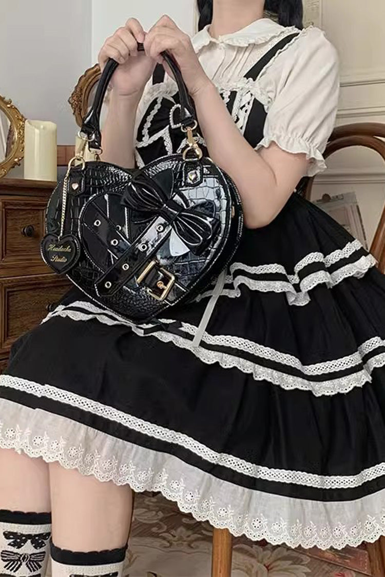 Witch Tea Break Heart Shaped Bowknot Buckle Gothic Lolita Bag 2 Colors - Product - 6