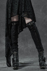 Black Embroidery Ripped Women's Gothic Leg Warmers - Black - 1