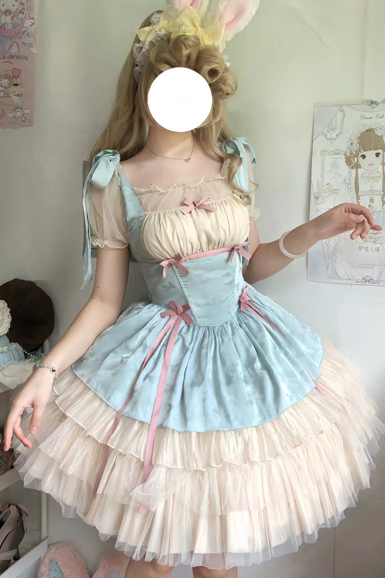 Mint Green Ribbon Ballet Style Multi-layer Ruffle Sweet Princess Lolita Jsk Dress - Green - 1