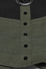 Black/Green Sleeveless Cut-Out Studded Mechanical Women's Punk Tank Top - Product - 8
