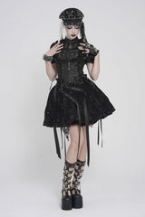 Black Bow Lace-Up Slim Zippered Women's Gothic Swallow-tailed Vest - Product - 4