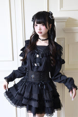 Jirai Kei Navy Collar Long Sleeves Bowknot Lace Sweet Japanese Blouse 3 Colors - Product - 3