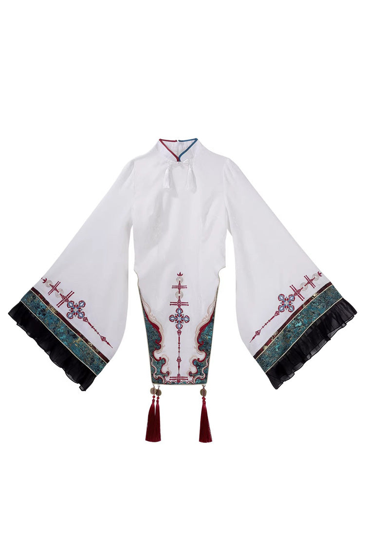 Multi-Color [Fox Trace Codex] Stand Collar Long Sleeves Printed Embroidered Classic Chinese Style Elegant Lolita Dress - Dress(Only) - 11