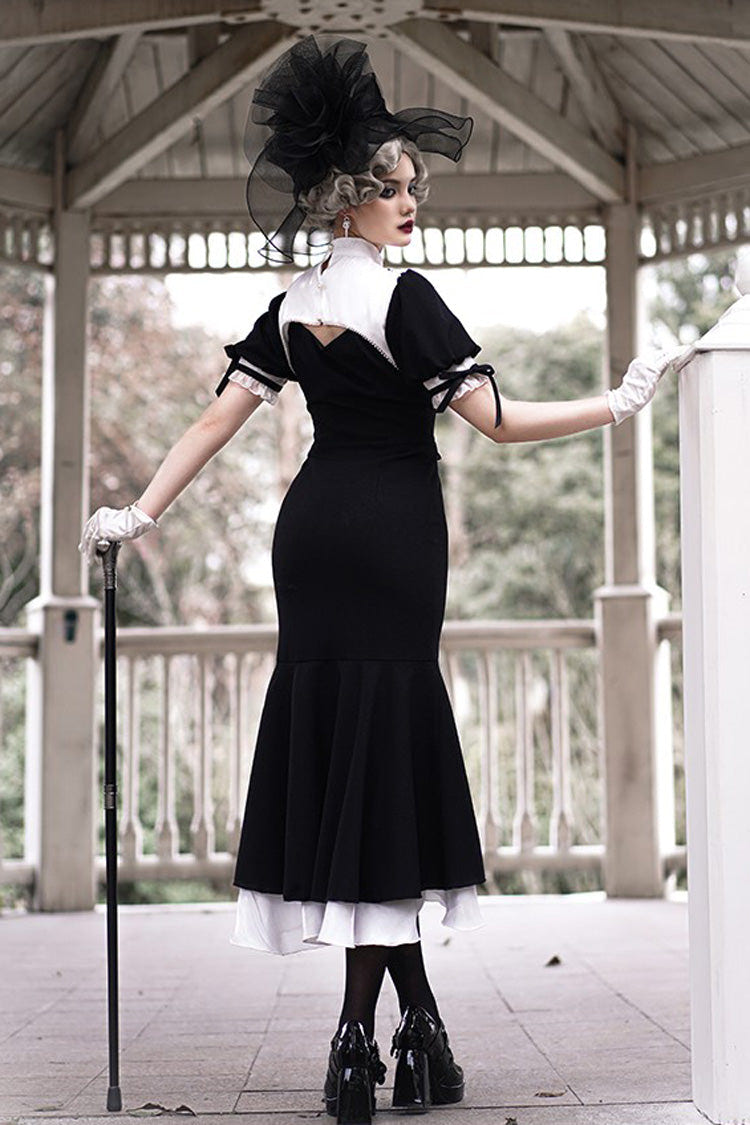 Black Nun Style Prayer for the Dead Stitching Lace Sheer Gothic Lolita Dress Two-piece Set - Product - 7